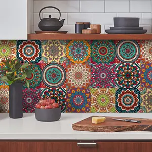 30pcs 4x4 inch Talavera Style Stickers Mixed for Walls Kitchen Bathroom Stair Decals Peel and Stick Wall Stickers Tile Stickers Watercolour Green Ornaments Decor Decorative