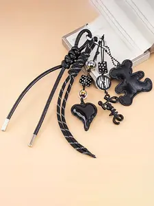 PU Bear Bag Charm with Heart Design, Creative Handmade Accessory for Bag decorations, Keychain for Bags & Phone Chain, Bag Pendant Keychain, Perfect Holiday Gift, Accessories for Bags