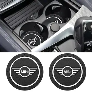 1/2/4Pcs Car-Styling PVC Car Non-slip Coaster Mat Water Cup Pad For Mini Cooper One S JCW R55 R56 R60 F55 F56 Countryman Auto Accessories Car Interior Accessories Car Accessory
