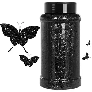 Black Glitter 16 Oz 1 Ib Chunky Glitter for Crafts Nails Tumblers Slime and Festival Decoration Black Chunky Glitter Bulk