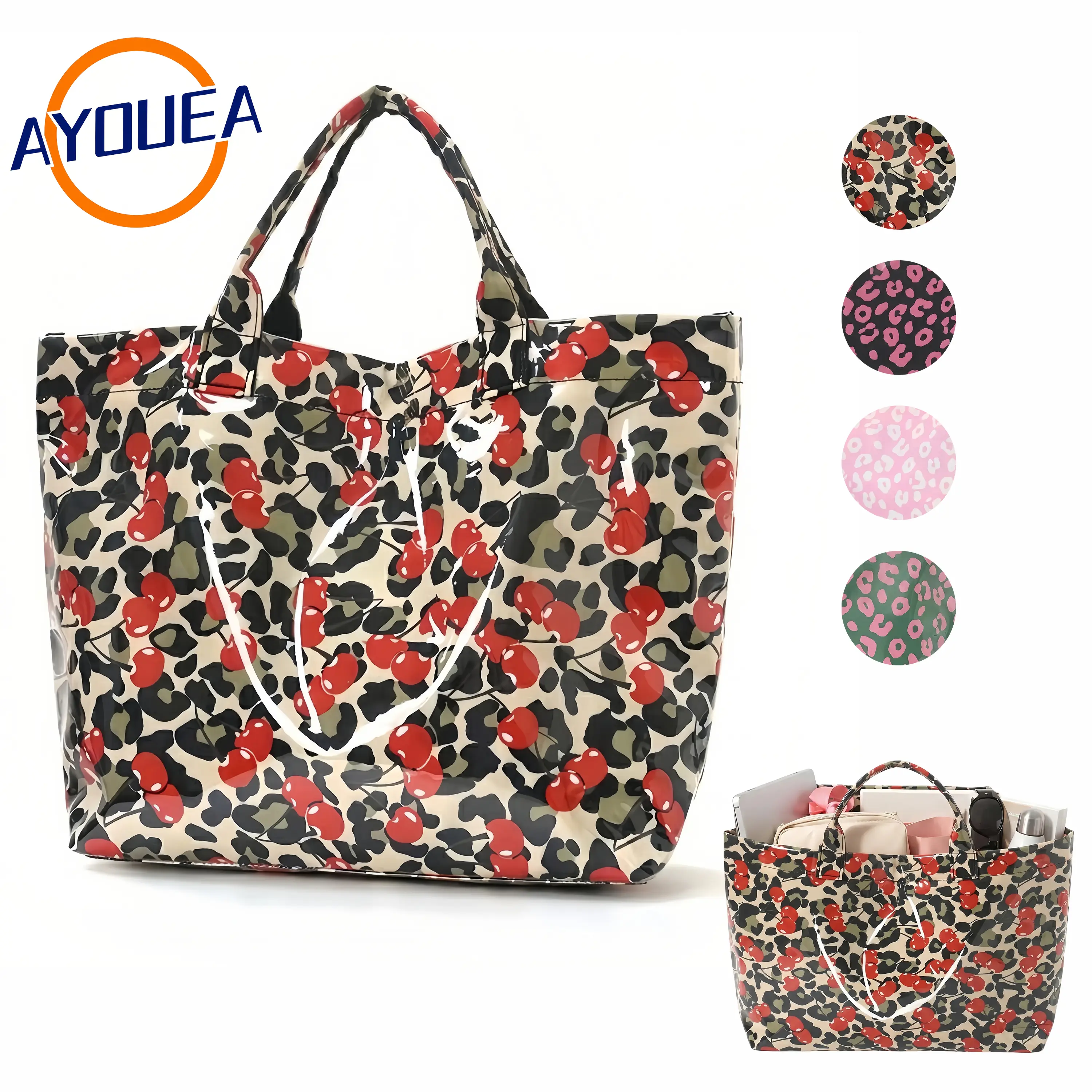 Women's Large Capacity Leopard Tote Bag, Lightweight Waterproof Shoulder Handbag for Daily Commute Shopping, Stylish All Seasons Portable Travel Purse, Casual Fashionable Aesthetic Beach Tote Vacation Work Weekender Overnight Bag Mom Bag Minimalist