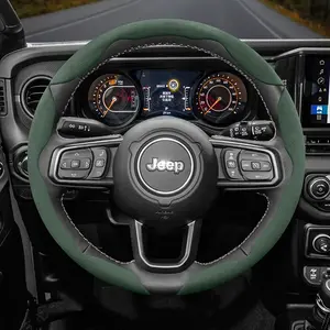Suede Anti-slip Ultra-thin Steering Wheel Cover for Jeep Segmented Steering Wheel, Universal for All Seasons, Black, Red for Wrangler Grand Cherokee Cherokee Compass Renegade, Car Accessories, Car Interior Kit, Automotive