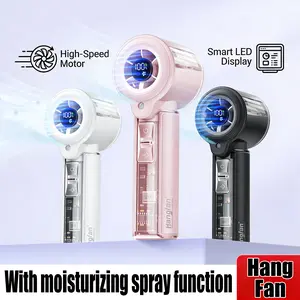 Hangfan Handheld Fan with LED Display | Portable High-Speed ​​Fan | USB Rechargeable Handheld Fan | 3000mAh Rechargeable Battery | Up to 10 Hours of Battery Life — Ideal for Students, Outdoor Activities, Travel, Office, and Bedroom Use