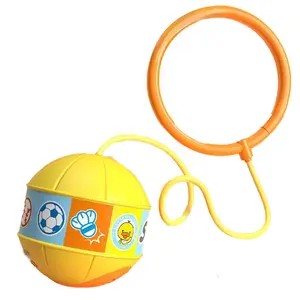 SORABOL LED Light Up Skip Ball for Kids - 11cm Yellow Jump Ball with Ring - Fun Ankle Hopper Toy for Outdoor & Indoor Play - Adorable Duck Pattern - Versatile Active Play Toy