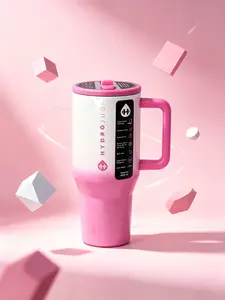 HydroJug 32oz Insulated Water Bottle, With Handle & Flip Straw - Cup Holder Compatible, Leak Proof Insulated Cup - Reusable Water Cup With Rubber Base, Great For Gifting, Gradient Pink fashion gift