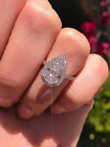 Water Drop Shaped Zircon Ring, Fashionable Jewelry for Women, Trendy All-match & Exquisite Jewelry for Birthday Gift