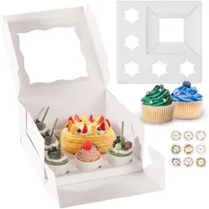 8 Pack Bento Cake and Cupcake Box, 2-In-1 6inch Cake and 5 Cupcakes, Ideal for Family Dinner, Birthday Party, Picnic, Halloween, Christmas
