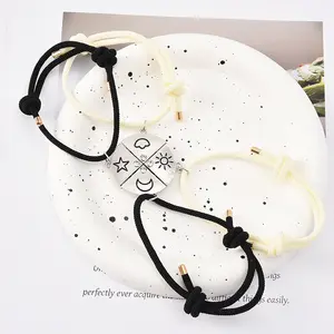 4PCS Magnetic Puzzle Bracelet Set – Star Moon Sun Cloud Design for Bestie, Couple, BFF, Sisters – Interlocking Friendship Gifts