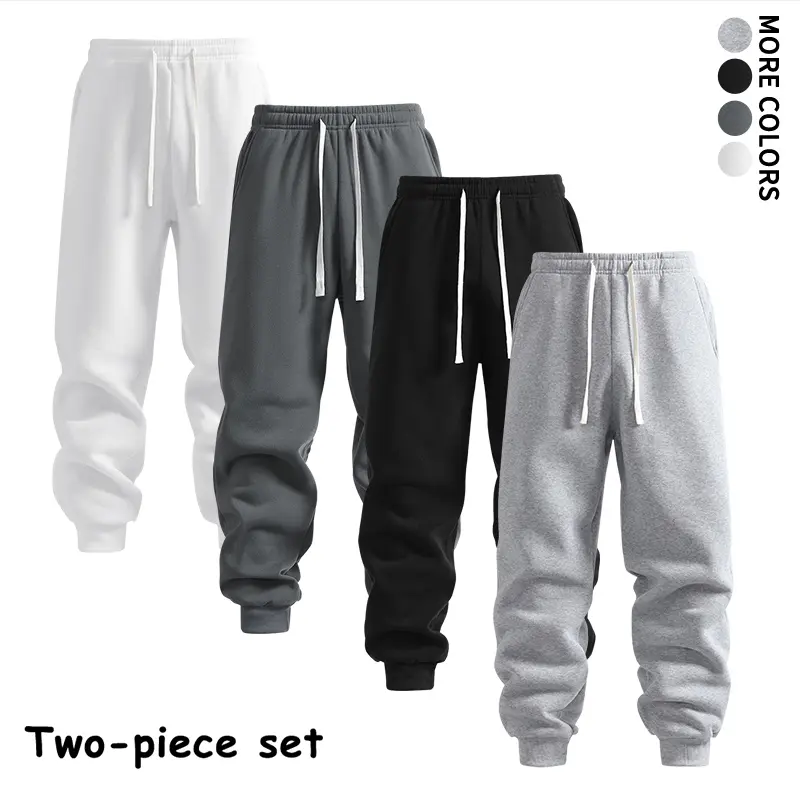 Men's #SohoChic two-Pack Relax-Fit Essential Sweatpants, Adjustable Waist Cuffed Ankles Jogger Pants, Soft Drawstring Daily-Wear Trousers for Casual Office-Wear & Home-Lounge Time