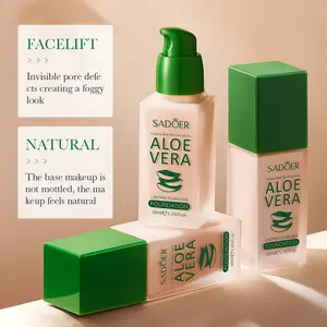 Aloe Vera Liquid Foundation, Long-LastingFlawless Makeup, Hydrating Lightweight Formula,Pore Concealing, Non-Caking, WaterproofSweatproof, Suitable for All Skin Types, Natural &Ivory Shades