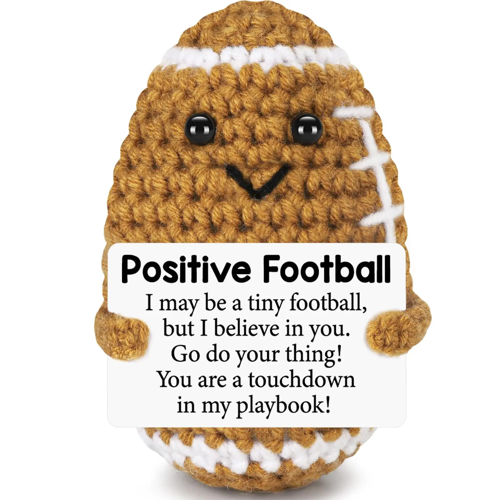 Unique Jasmine Crochet Handcrafted Knitted Football Plush Toy - Safe Full-Filling Material, Emotional Support Healing Companion, Home Pendant, Birthday Gifts for Him, Cute Gifts for Boyfriend (Toys & Hobbies DIY Knitting & Crochet)