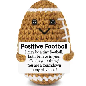 Adorable Hand Crochet Football Stuffed Toy Emotional Support Plush,Full Filling Soft No Odor Durable Colorfast,Perfect Birthday Gifts Teacher Appreciation Gifts For Women Men Him,Home Decor Desk Ornament Bag Pendant Healing Gift For Holiday Party Graduati