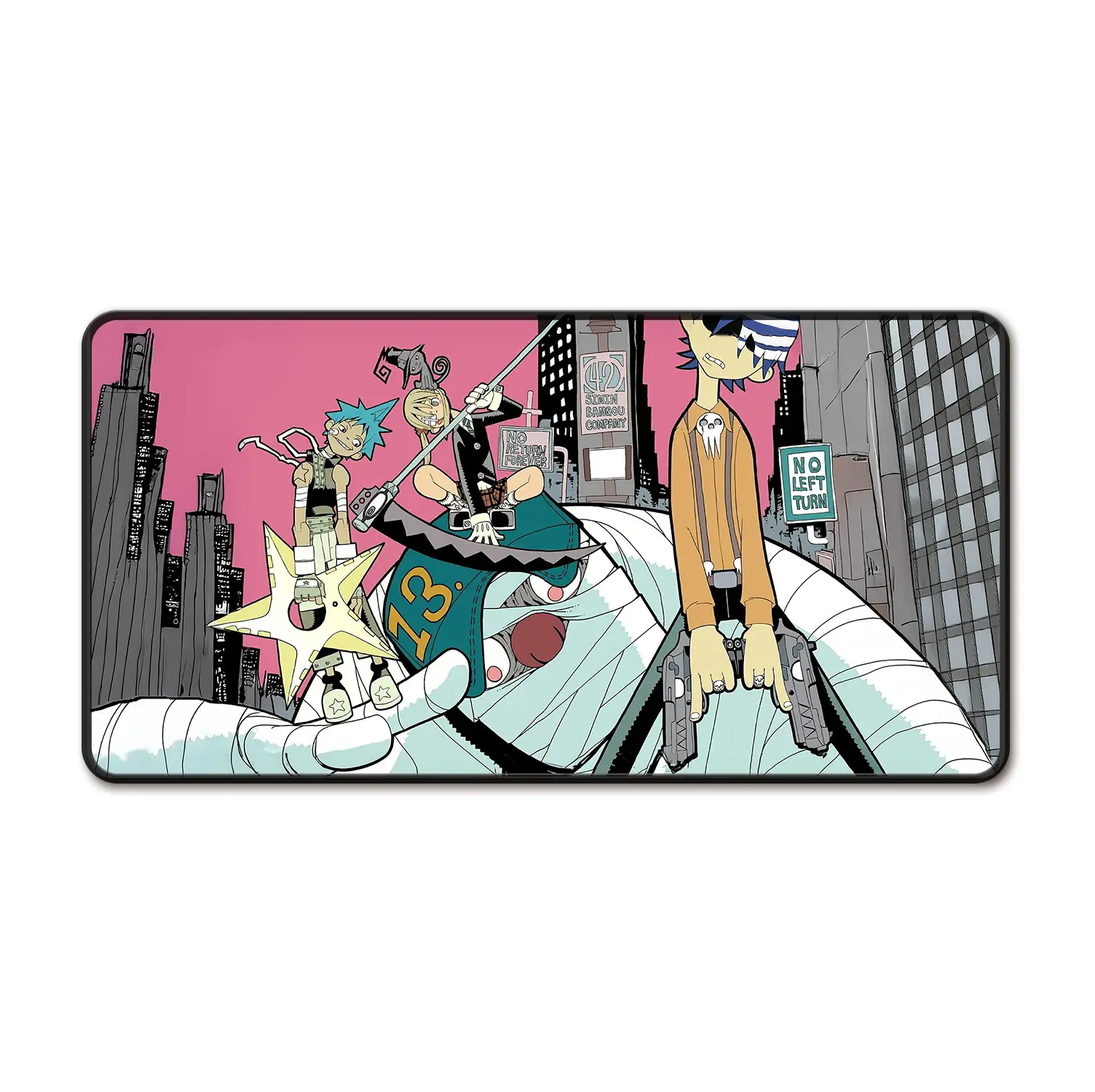 Reaper Manga Extra Large Gaming Mousepad - Maka, Black Star, Death the Kid - Anime Anti-Slip Rubber Base Nostalgic extended mousepad