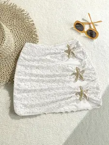 Starfish Decor Bikini Swimsuit Skirt Ruffle, Stylish Beachwear for Women, Comfortable and Flattering Design, Perfect for Summer Vacations