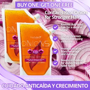 [Buy One, Get One Free} Herbalista Viral Onions Extract Shampoo – 13.5 fl oz (400ml) Each | With Real Botanicals: Onion, Rosemary & Horsetail | Nourishes Scalp, Supports Hair Growth, Helps Prevent Hair Loss, Deep Repair & Shine.