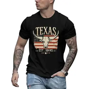 【Texas pride shirt】【100% Cotton】【Graphic T Shirt】Texas Pride Bull Head T-Shirt – Vintage Western Graphic Tee, Soft Cotton Crewneck Short Sleeve Shirt for Men, Cowboy Rodeo Streetwear, Casual Summer Outfit, Biker Style Graphic Top tiktokshopspringglowup