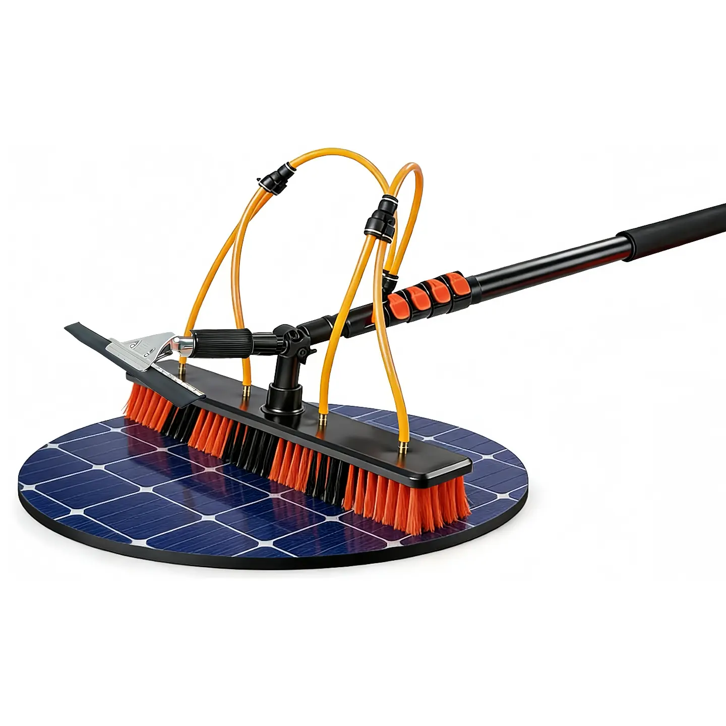 [Deals For You Days]Holdwell S 2-in-1 Solar Panel Cleaning Brush Kit with Squeegee, 15FT Water Fed Pole, 21.65" Rotating Brush Head with 4 Spray Jets, Telescoping Window Washing Brush with Soap Dispenser & 65FT Hose