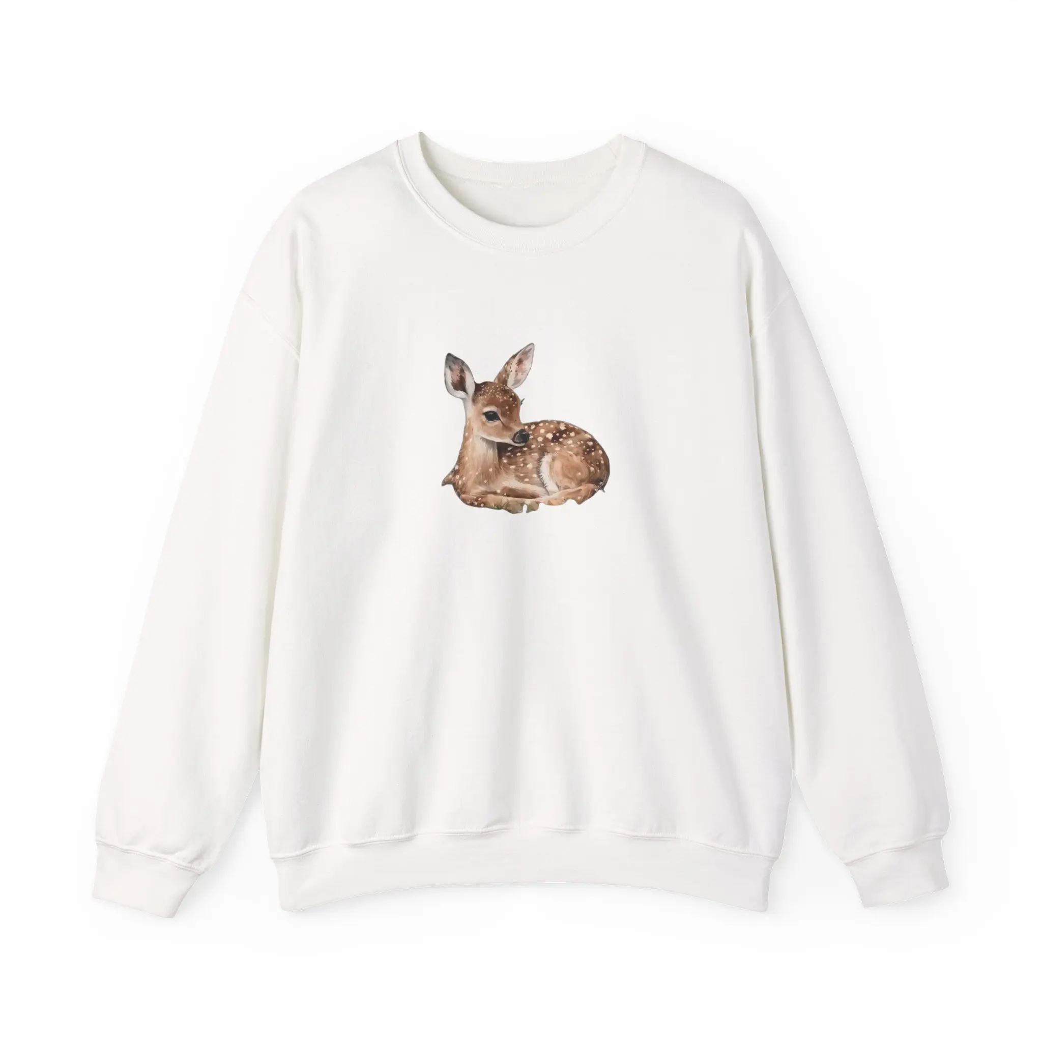 Fawn Deer Illustration Sweatshirt | Cute Woodland Animal, Watercolor Style