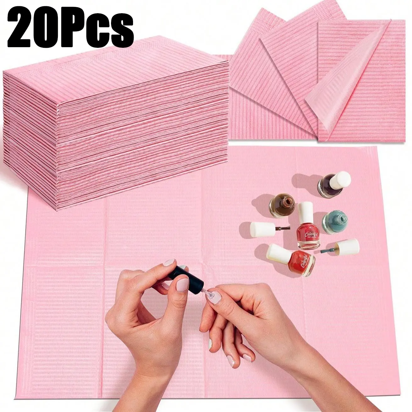 20pcs Disposable Manicure Table Towels, Three-Layer Waterproof Tattoo Apron, Scent-Free Paper Napkins for Nail Art, Nail Salon Supplies, Nail Tech Supplies, Nail Care
