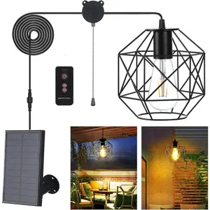 Solar Pendant Light Outdoor Indoor, Solar Chandelier Outdoor Storage Shed Solar Powered Lights with Pull Cord,Solar Indoor Lights for Home Chicken Coop Porch Barn Greenhouse Patio Garden