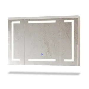 3 Doors Wall Mounted Medicine Cabinet with Mirror White