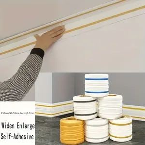 Self-adhesive ceiling decoration strip wallpaper, waterproof and anti-collision edge frame skirting board, suitable for inside and outside corners, easy to install, decoration wall edge line wall sticker, Wall Panel Molding 90.55inx5.15in