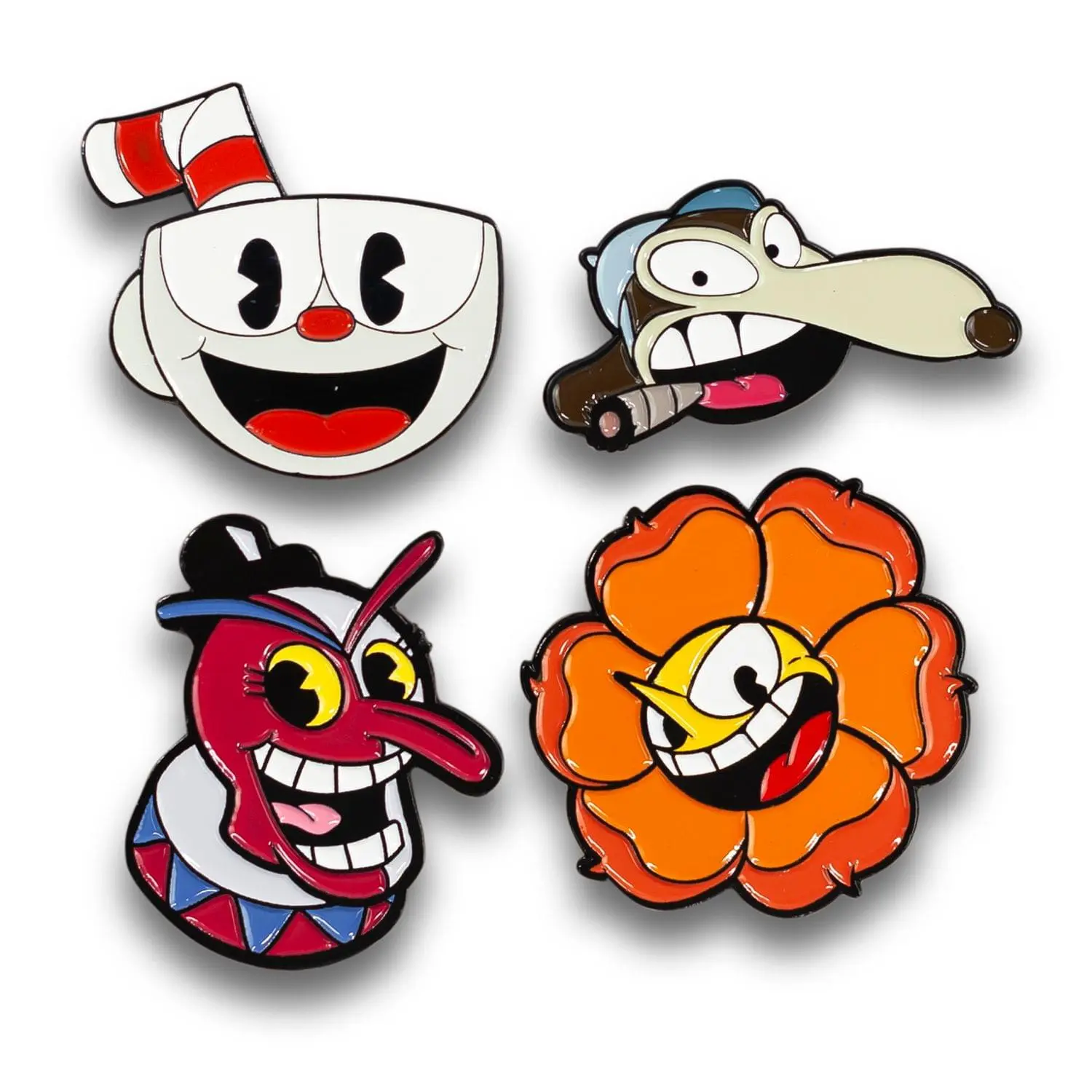 Just Funky Cuphead Collectible Pins - Exclusive 4-Pack Enamel Lapel Pinbadges, Amazing Gift Idea for Toys & Hobbies Enthusiasts