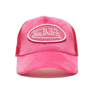 Von Dutch Hot Pink Crush Velvet Trucker Vintage Dad Cap Snapback Fitted
