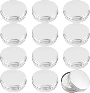 Tins 12 Pack, 2 Ounce Salve Tins with Lids, Small Metal Aluminum Tin Jar Refillable Containers, Round Tin Travel Cosmetic Containers with Screw Lids, Tin Can for Salve, Balm, Lip Balm, Cream
