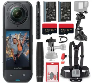 Insta360 X5 8K 360-Degree Waterproof Action Camera Bundle with 2x Batteries and a High-Quality Selfie Stick