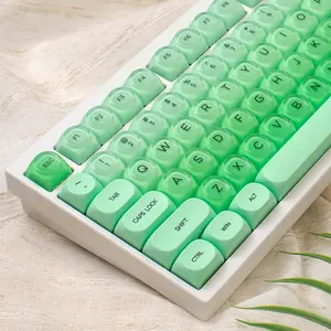 132  PBT Dye Sub Green Jelly Keycaps MOA Profile Keycaps Comaptible with Wooting Keyboard 61/64/87/104/108 Cherry Mx Switches Mechanical Keyboards