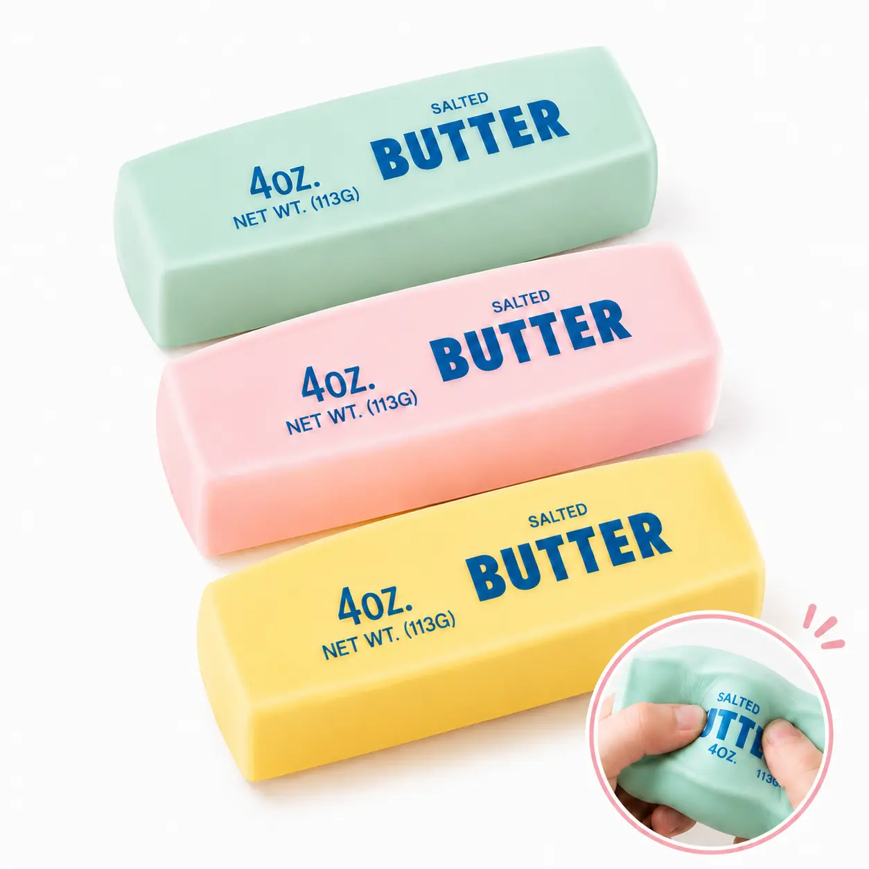 Crunchy Sound Butter Bar Squishy Toy, Soft Squeeze Sensory Fidget Toy, Cute Portable Stress Relief Desk Toy for Teens and Adults, Party Favors & Relaxation Gifts