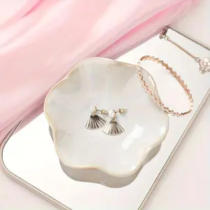 Ceramic Jewelry Tray, Oval Ring Dish & Earring Holder, Jewelry Display Tray, Home Jewelry Organizer, Desktop Storage for Home Bathroom Office, Boxes