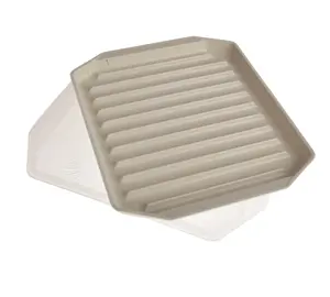 Ware Microwave Safe Covered Bacon Rack with Lid, White, 60117W