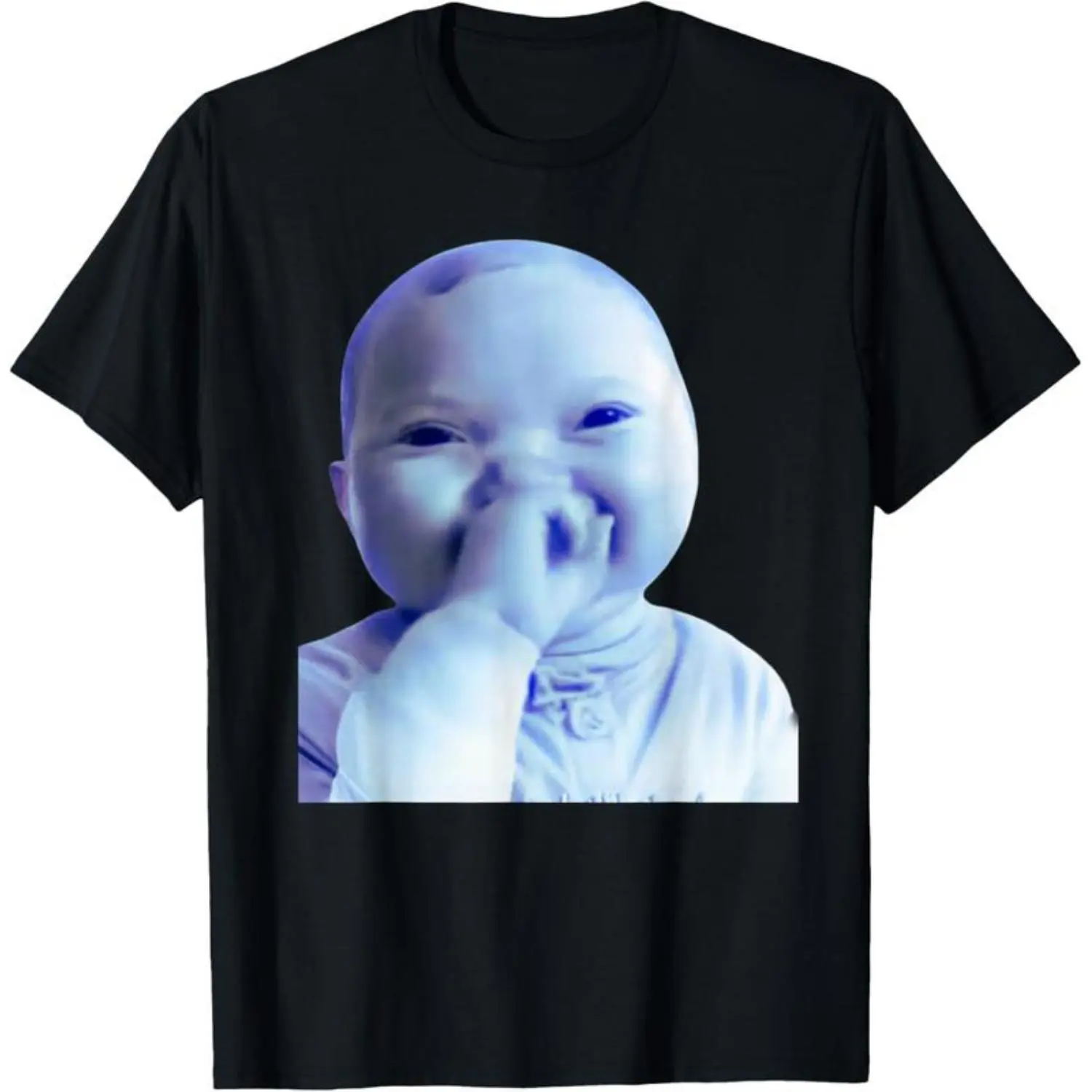 100% Cotton Funny AI Baby Holding Laugh Meme Viral Trend T-Shirt