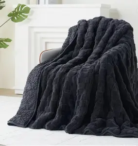 Kivik Weighted Blanket for Adult 15 lbs Checkered Throw Blankets Soft Dual Sided Heavy Fleece Checkerboard Blanket for Couch Sofa Bed Twin Size 48 x 72 Inches Black OKEO-TEX Certified 260gsm Jacquard Fleece