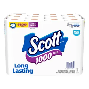 Scott 1000 bath tissue toilet paper 36 rolls 1 ply septic safe bulk pack