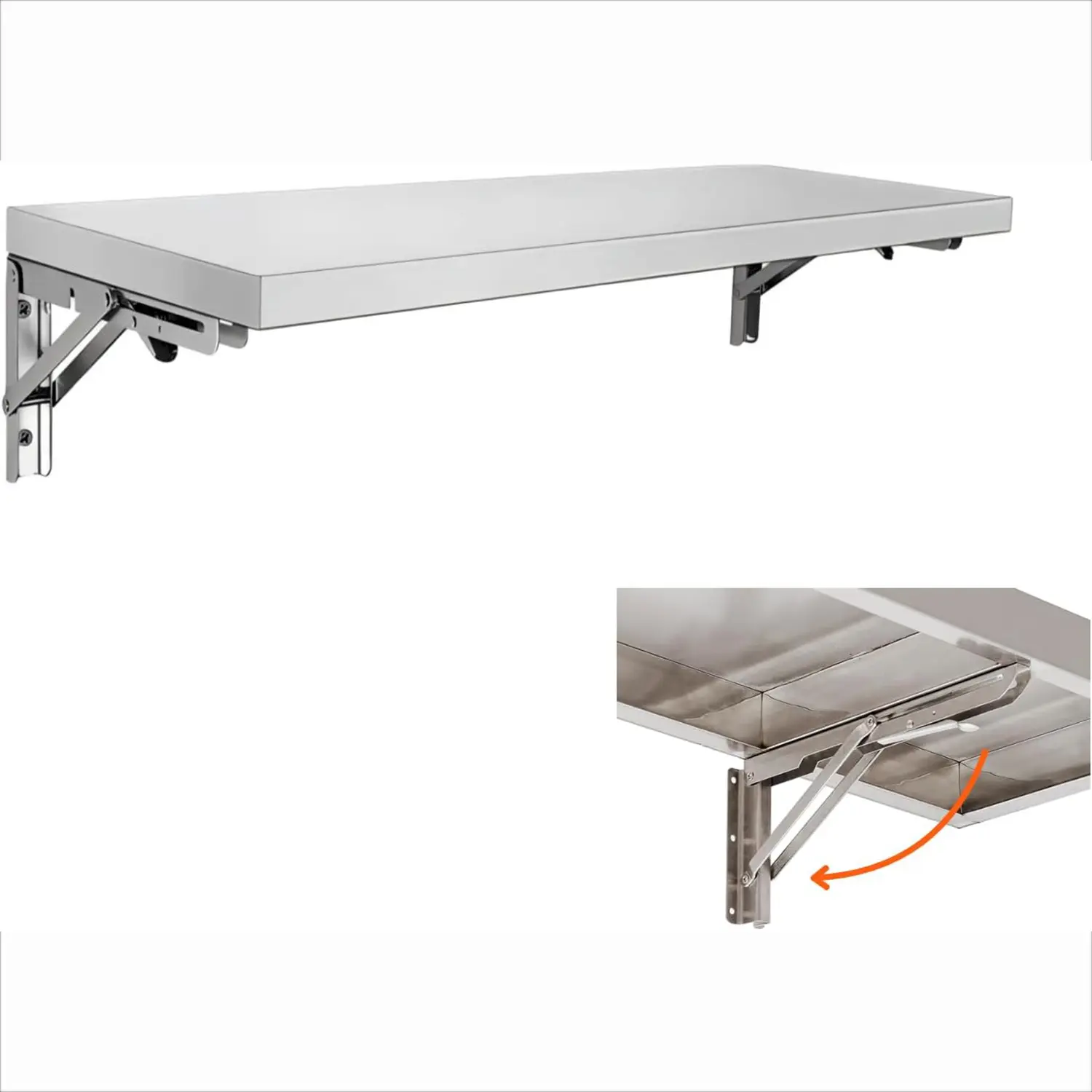Metal Wall-Mount Foldable Concession Shelf (19.68in x 9.84in) - Heavy-Duty, Waterproof, Corrosion-Resistant, Durable and Practical Drop-Down Shelf with 151 lbs Stability and Load Capacity for Concession Windows, Kitchen Use