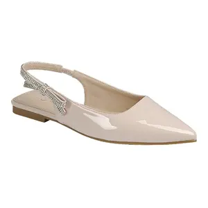 Rivets - Women's Embellished Slingback Flats, Closed Pointed Toe Design, Chic & Comfortable for Work or Special Occasions