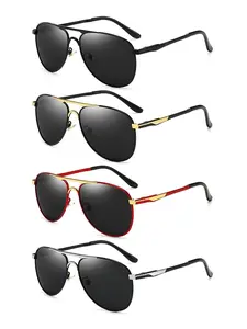 4 pairs of the latest aluminum-magnesium alloy stylish vintage oval outdoor Lightweight Durable sunglasses, UV400 lenses, protect eyes, suitable for various occasions, classic splicing frames paired with anti-slip temples, comfortable and fashionable.