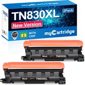 myCartridge TN830XL TN830 TN830 XL 2 Pack Black Toner Replacement for Brother tn830/xl/v TN-830 TN-830XL Toner Use for HL-L2460DW MFC-L2820DW HL-L2405W HL-L2480DW Printer