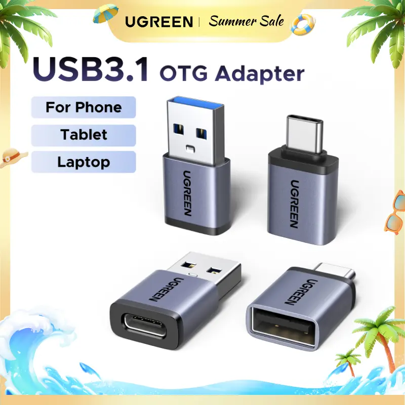UGREEN USB to USB C Adapter & USB C to USB Adapter Combo 4-Pack, 10Gbps Type C USBC Adapter Compatible with MacBook, iPhone 17/16/15, iPad, Samsung Galaxy, Apple Watch,Summer Sale