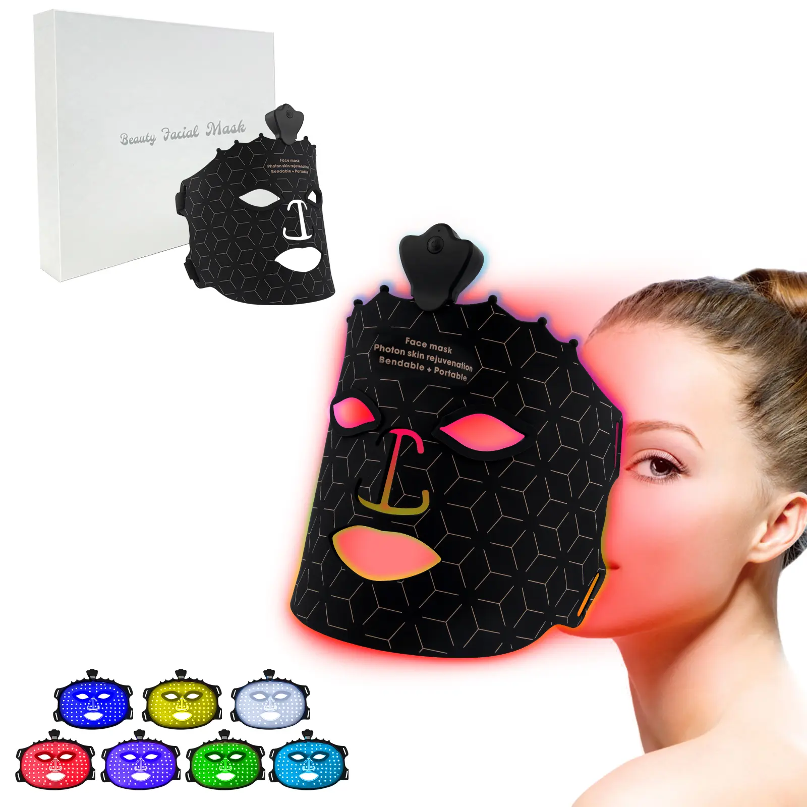 Red Light Therapy Mask, 7 Color Red Light Therapy Facial Mask, Red Light Therapy for Face, Silicone Face Mask Skin Care at Home with Eye Protection Cushion for Anti Aging Wrinkles