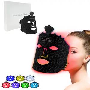 LED Infrared Red Light Therapy Mask, 7 Color Red Light Therapy Facial Mask, Red Light Therapy for Face, Silicone Face Mask Skin Care at Home with Eye Protection Cushion for Anti Aging Wrinkles