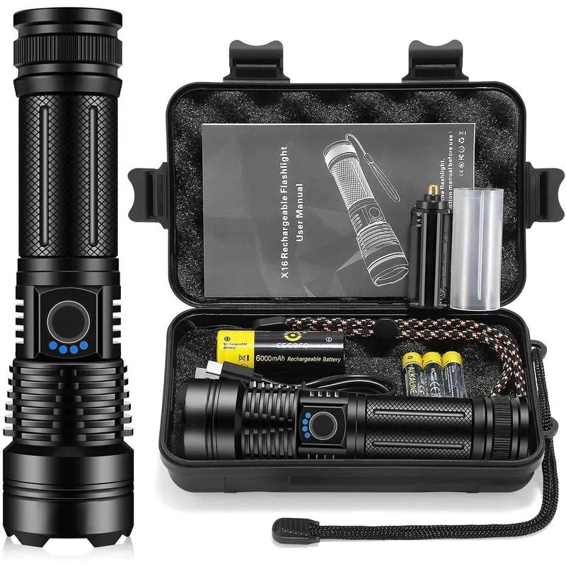 Rechargeable High Lumen LED Flashlight - Handheld Tactical Light, Water-Resistant, Outdoor Ready for Hikers Campers, Sports & Outdoor Activities