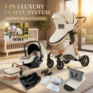 Premium Convertible Baby Stroller Travel System with Adjustable Recline & Smooth Ride | Compact Folding Infant Toddler Pushchair Reversible