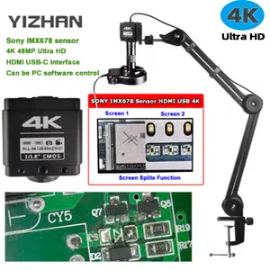 4K Electronic Digital Microscope For Soldering HDMI USB imx678 Sensor Industrial Camera With Software 150x Lens Folding Bracket
