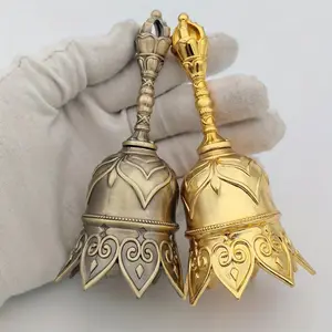 Vintage Gold Metal Hand Call Bell for Teachers Classroom Dinner Meditation Restaurants Bars Churches Schools Decorative Bell