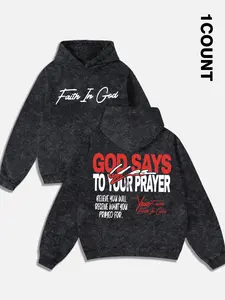 Men's Fall Hooded Sweatshirt, Faith in God Print, Comfortable Casual Wear, Fitted Style, Suitable for Daily & Commuting Use