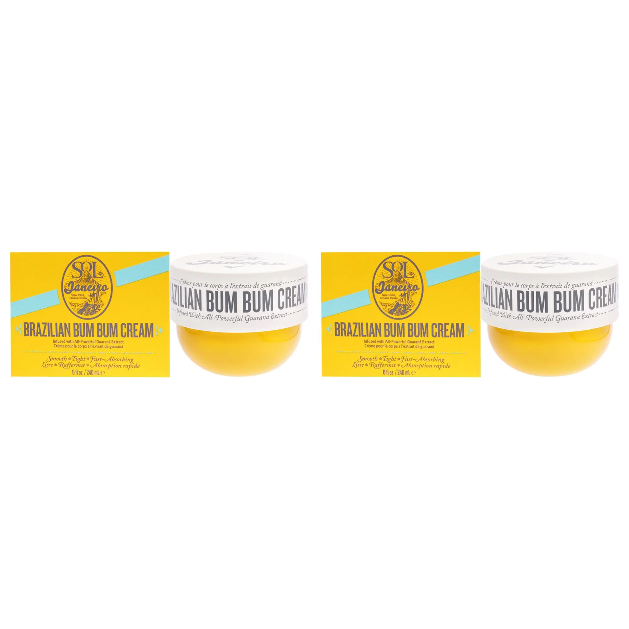 Sol de Janeiro Brazilian Bum Bum Cream - Unisex Hydrating Nourishing Tropical Moisturizer Body Care, 8.1 oz Body Lotion (Pack of 2)